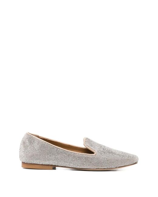 Anna F. White Embellished Ballet Flats