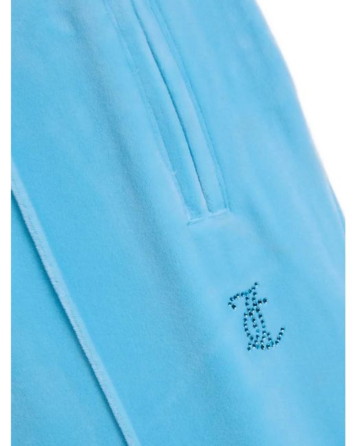 Juicy Couture Blue Diamanté Velour Track Pants