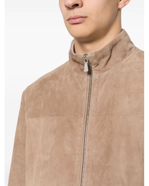 Eleventy Natural Zipped-up Leather Jacket for men
