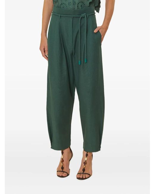 Farm Rio Green Drawstring Pleated Trousers