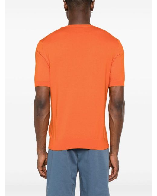 Zegna Orange Short-sleeved Cotton Jumper for men