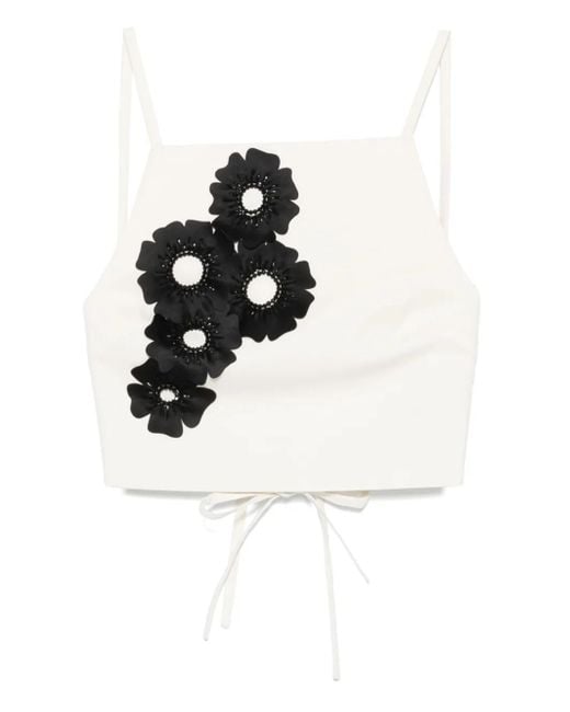 Top Con Aplique Floral MSGM de color White