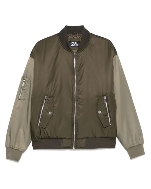 メンズ Karl Lagerfeld バイカラー ボンバージャケット Green