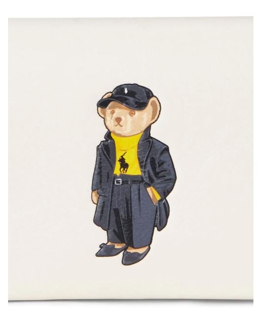 Polo Ralph Lauren White Polo Bear Flapped Cardholder