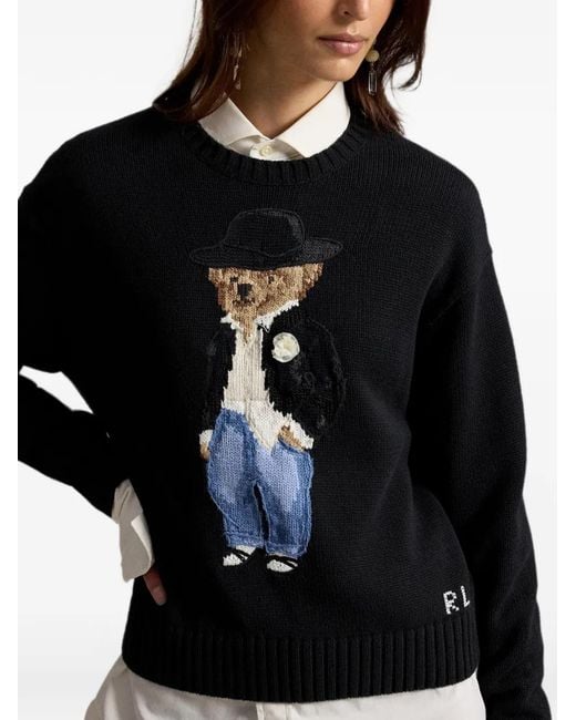 Polo Ralph Lauren Black Polo Bear Intarsia-Knit Sweater