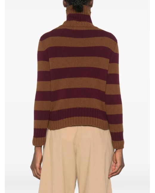 Be You Brown Striped Roll-Neck Sweater
