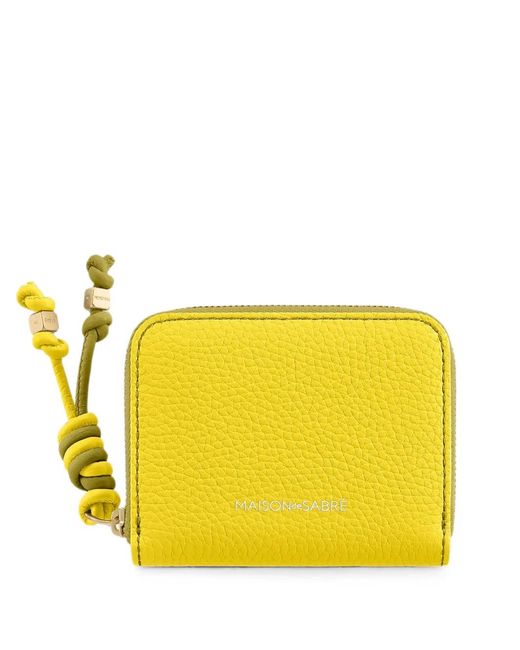 Maison De Sabre Yellow Grained Leather Zip Wallet