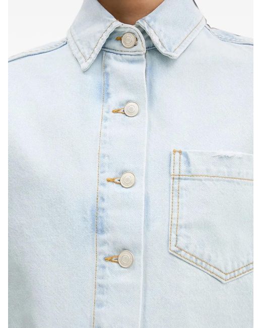 ViCOLO Blue Cropped Short-Sleeve Shirt
