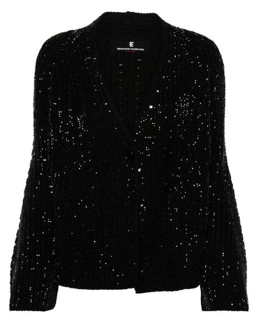 Ermanno Scervino Black Crystal-embellished Cotton Cardigan