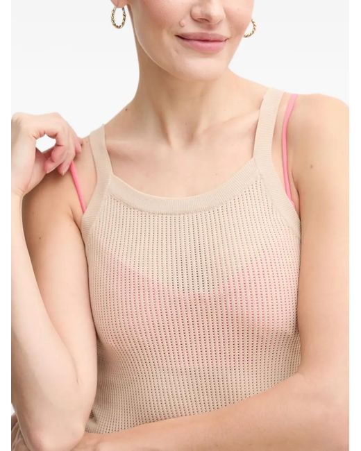 DKNY Natural Ribbed-Knit Sleeveless Top