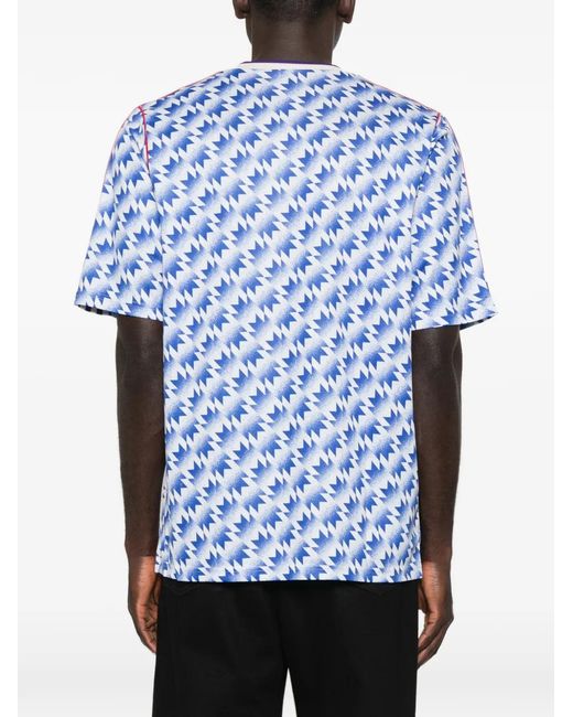 Adidas Blue Zigzag-Print T-Shirt for men