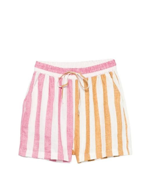 SUSANNA BLU Pink Striped Drawstring Shorts