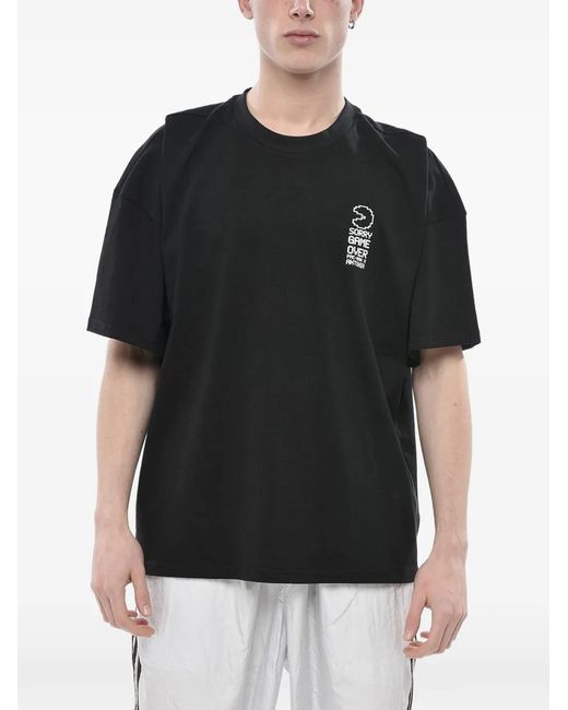 W/STUDIO Black X Pac- X Antonia Printed Cotton T-Shirt for men