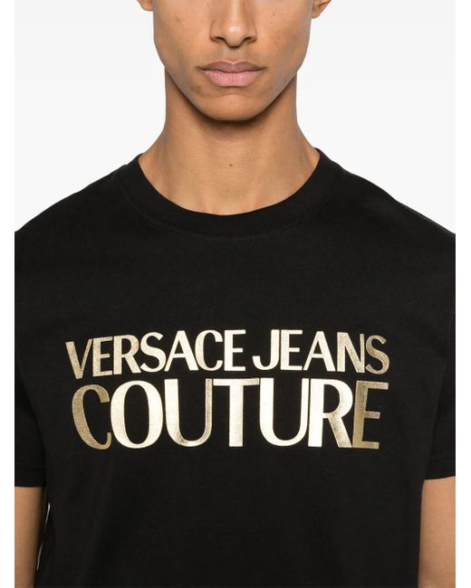 Versace Jeans Couture Black Logo-Print T-Shirt for men