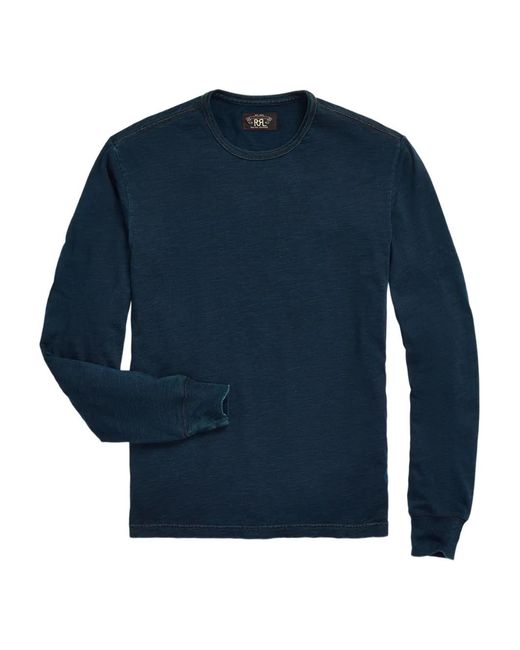 RRL Blue Cotton T-Shirt for men