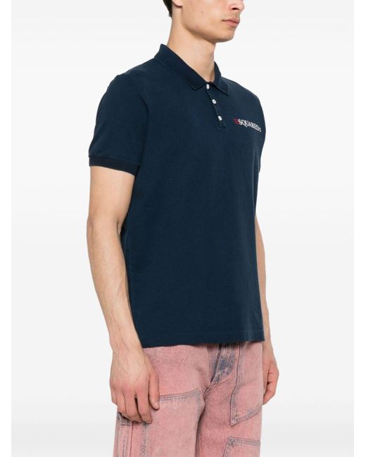 DSquared² Blue Logo-print Cotton Polo Shirt for men