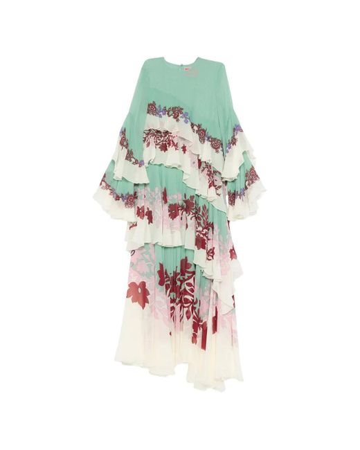 LaDoubleJ White Ruffled Floral Print Dress