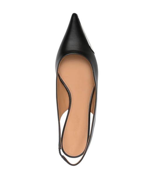 Off-White c/o Virgil Abloh Black Logo-Plaque Point-Toe Slingback Leather Flats