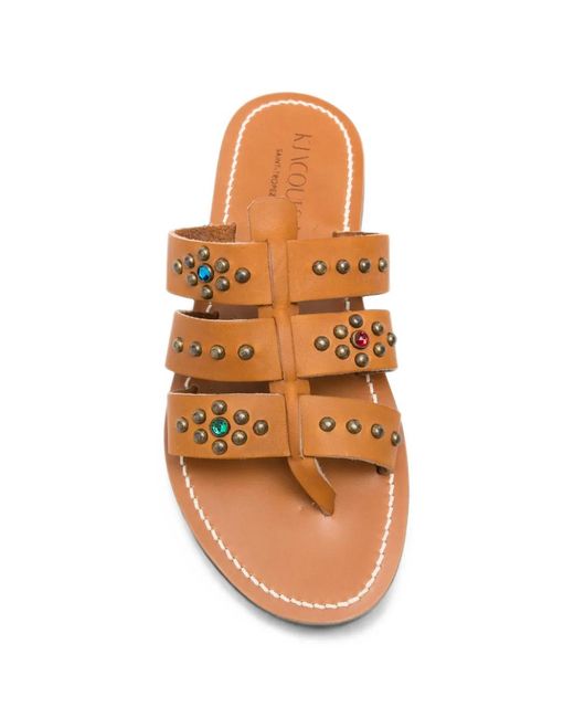 K. Jacques Brown Studded Caged Sandals