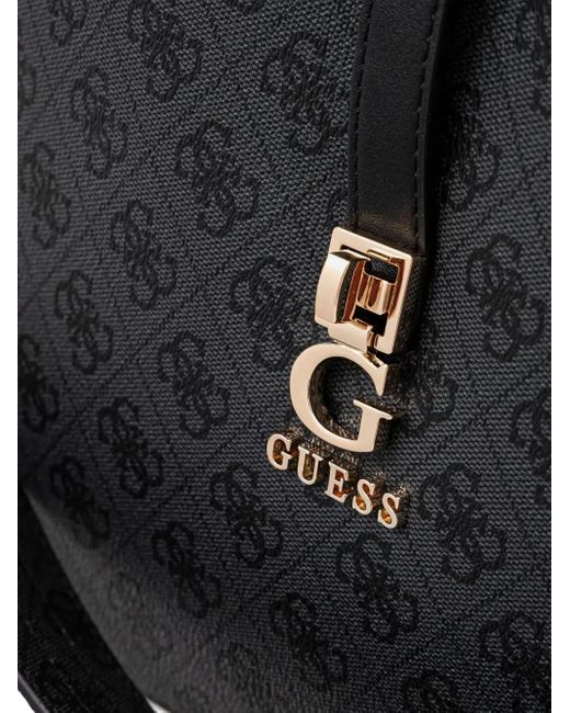 Guess Zamira Monogrammed Shoulder Bag Black