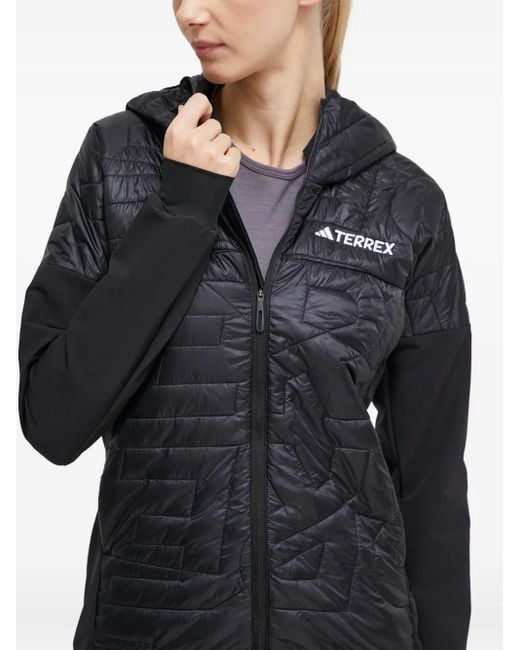 Adidas Black Quilted Hooded Jacket