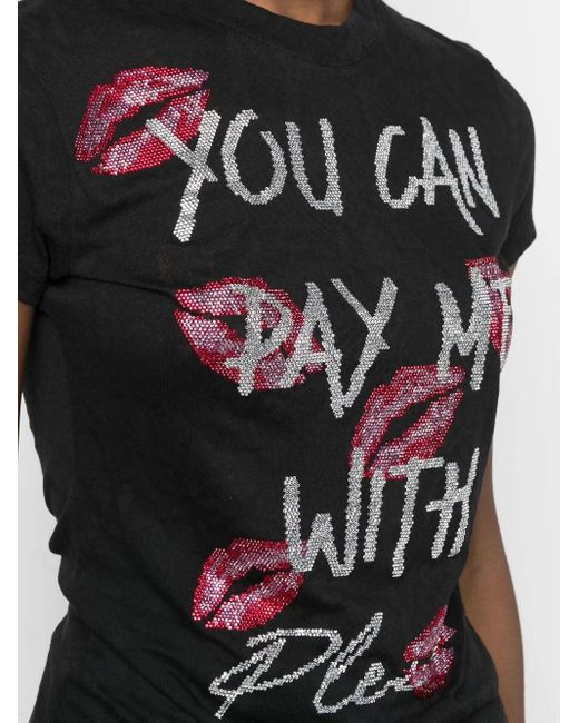 Philipp Plein Black Rhinestone-Embellished T-Shirt