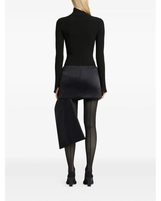 Courreges Black Gerippter Body Mit Stehkragen