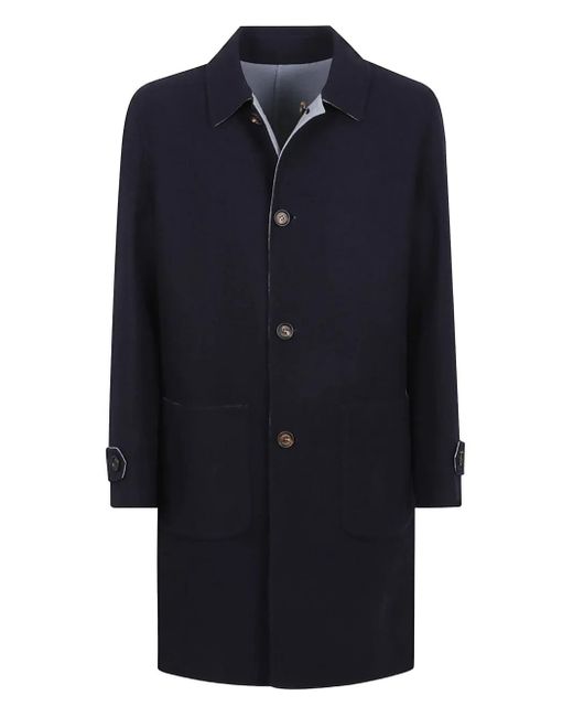 Eleventy Blue Buttoned Patch-Pocket Coat for men