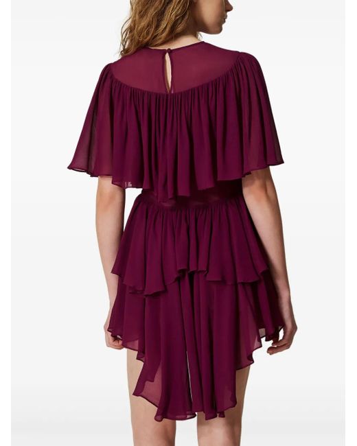 Abito Corto Con Ruches di Twinset in Purple