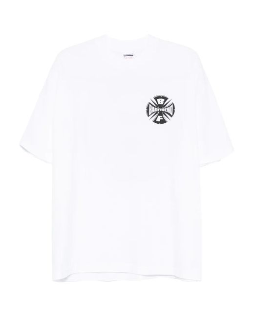 Badfriend White Logo-print Crew-neck T-shirt for men