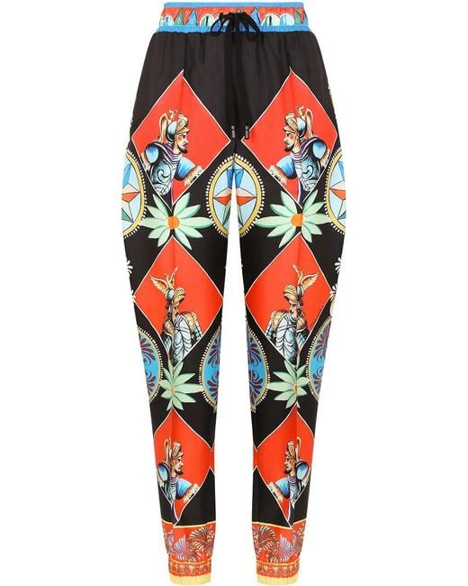 Dolce & Gabbana Red Carretto-Print Track Pants