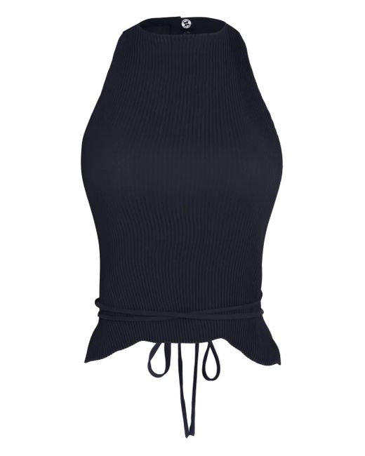 Osklen Blue Ribbed Halterneck Top