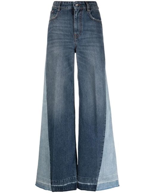 Stella McCartney Blue Double-Tone Wide-Leg Jeans