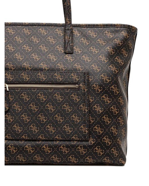 Guess Black Large Monogram-Pattern Tote Bag