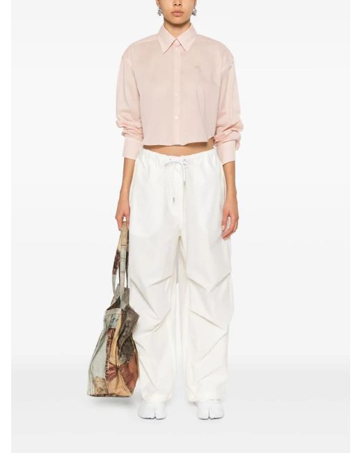 Acne White Drawstring Wide-Leg Trousers