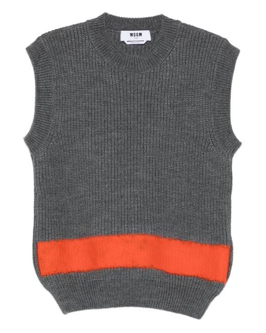 メンズ MSGM ストライプ トップ Gray