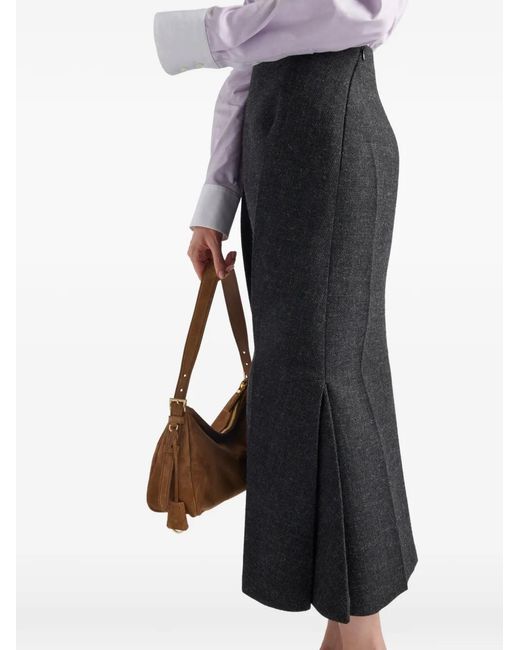 Prada Black Rush-Stitch Midi Skirt