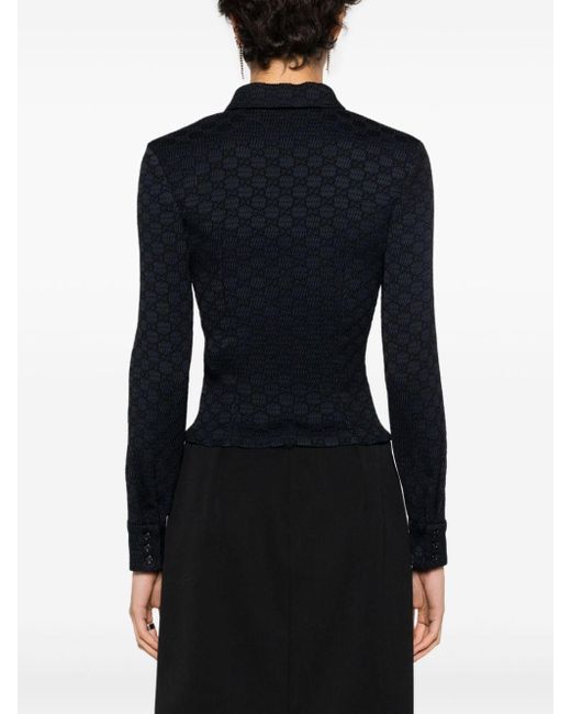 Camicia con effetto jacquard GG di Gucci in Black