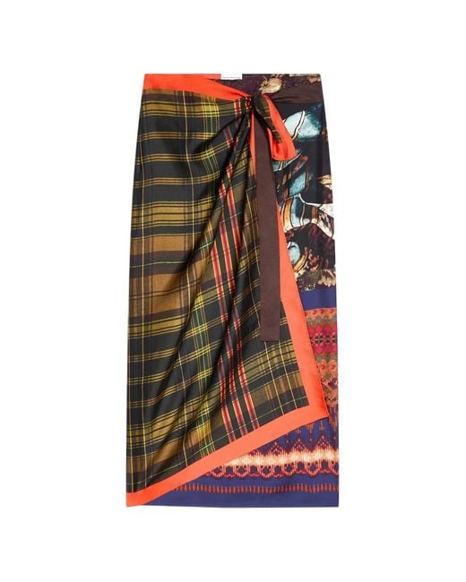 Dries Van Noten Brown Long Wrap Scarf-Skirt
