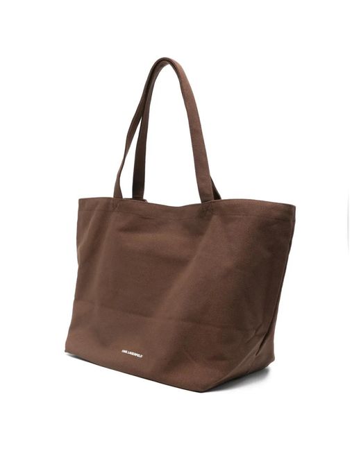 Karl Lagerfeld Brown Logo-Print Tote Bag