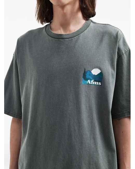 AFTERMATHS Blue Landscape-Print T-Shirt for men