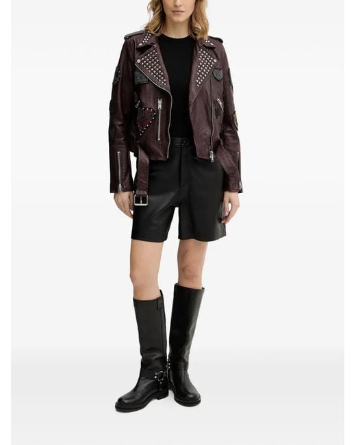 AllSaints Black Veste De Moto College En Cuir