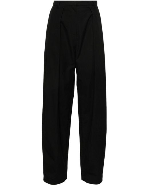 Magda Butrym Black Pleat-detail Cotton Trousers