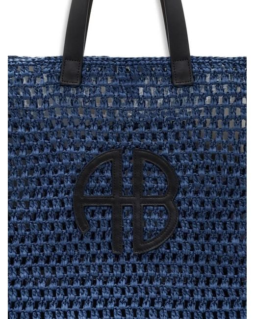 Anine Bing Blue Large Rio Logo-Appliqué Tote Bag