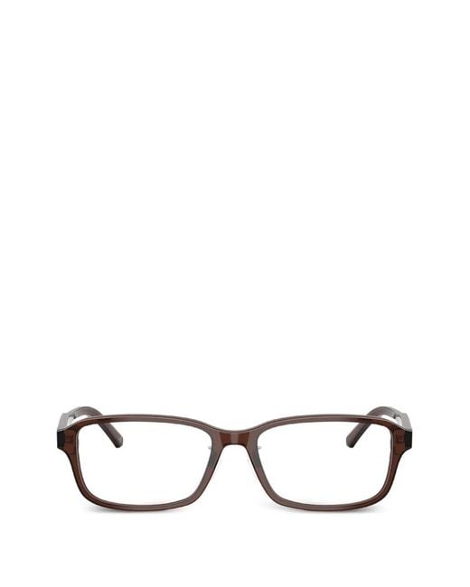 Emporio Armani Brown Rectangle Frames Glasses for men