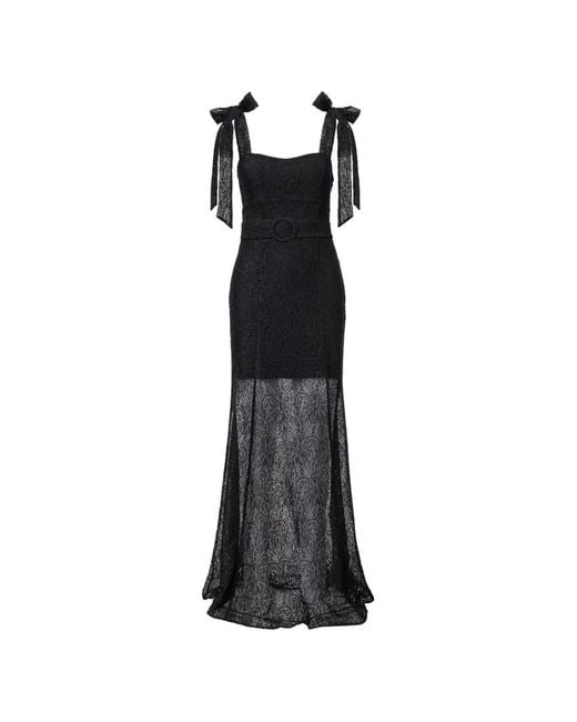 Lita Couture Black Ribbon-Strap Maxi Dress