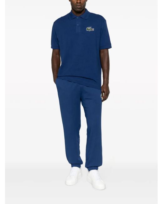 Lacoste Blue Logo-Patch Organic Cotton Track Trousers for men