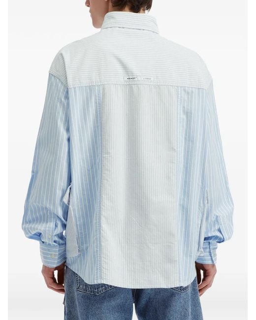 Musium Div. Blue Patchwork Striped Shirt for men