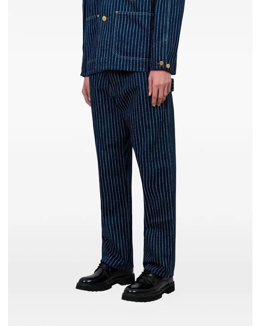 Human Made White Logo-Pattern Pinstripe Jeans for men