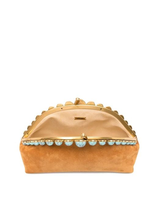 Cult Gaia Orange Pochette En Daim À Ornement En Pierre